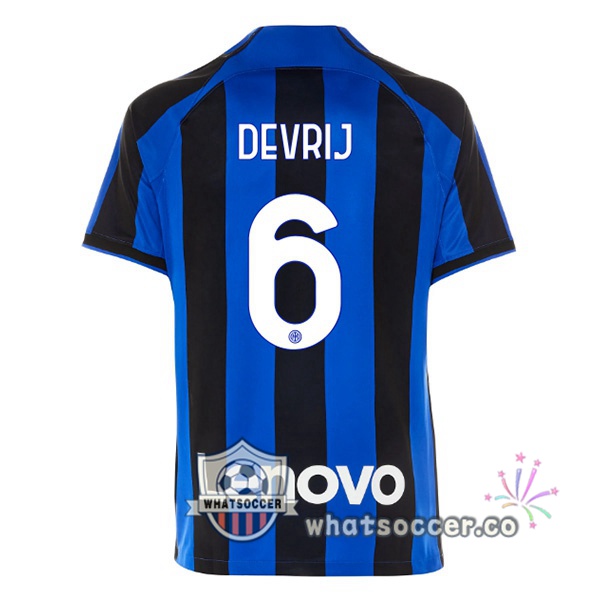 Inter Milan (DE VRIJ 6) Home Soccer Jerseys Black Blue 2022-2023