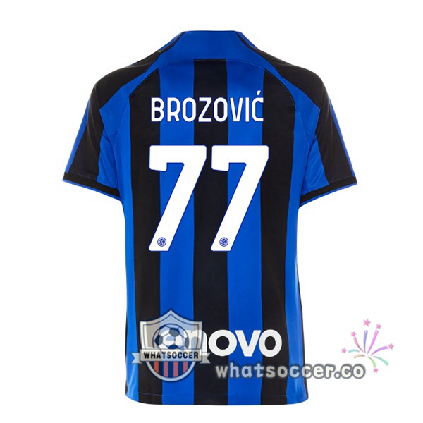 Inter Milan (BROZOVIĆ 77) Home Soccer Jerseys Black Blue 2022-2023