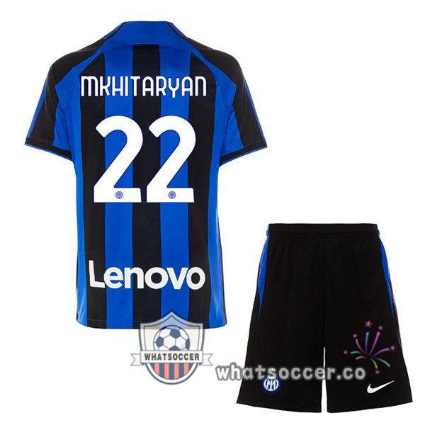Inter Milan (MKHITARYAN 22) Kids Home Soccer Jerseys Black Blue 2022-2023