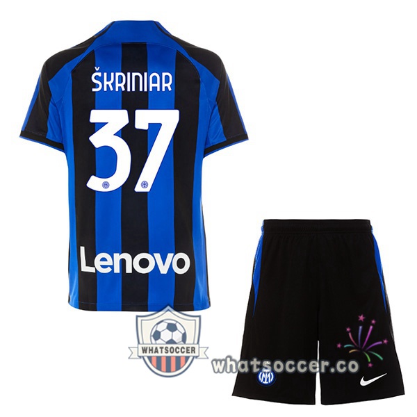 Inter Milan (ŠKRINIAR 37) Kids Home Soccer Jerseys Black Blue 2022-2023