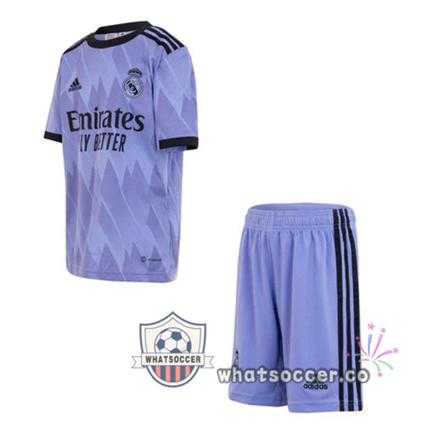 Real Madrid Kids Away Soccer Jerseys Purple 2022-2023