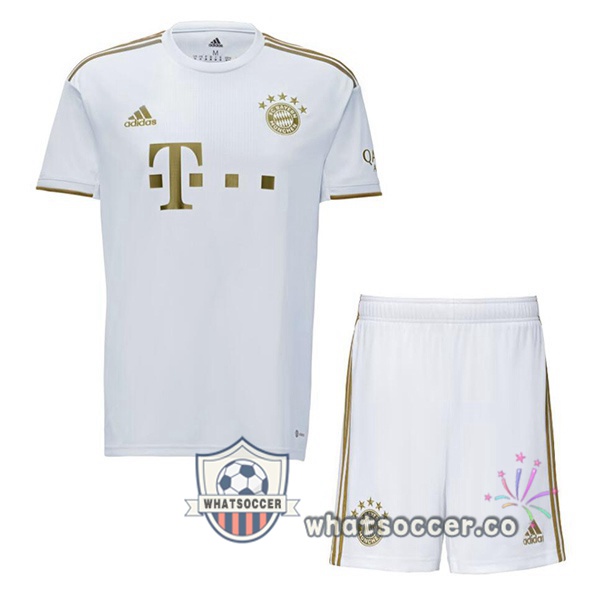 Bayern Munich Kids Away Soccer Jerseys White 2022-2023