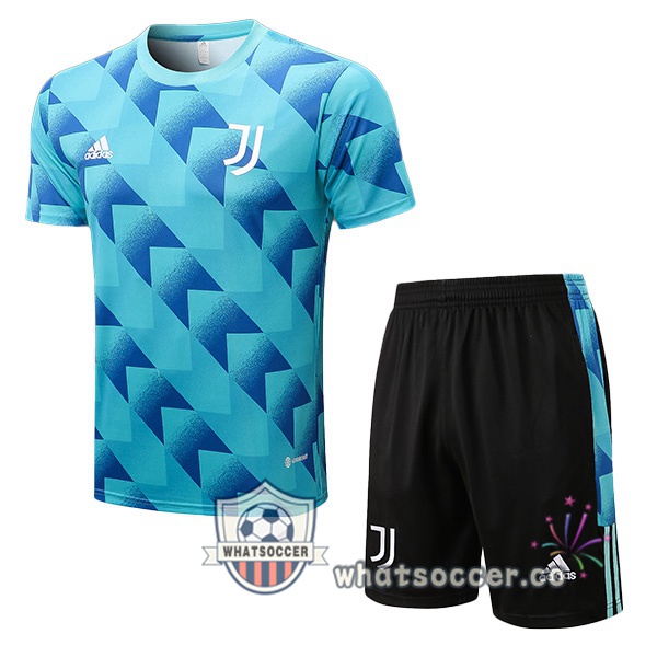 Juventus Training T-Shirts + Shorts Blue 2022-2023