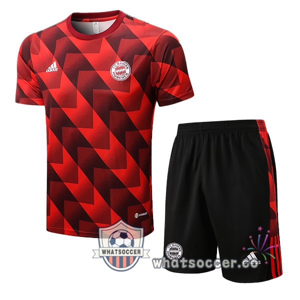 Bayern Munich Training T-Shirts + Shorts Red 2022-2023