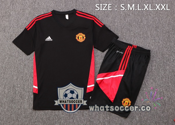 Manchester United Training T-Shirts + Shorts Black 2022-2023