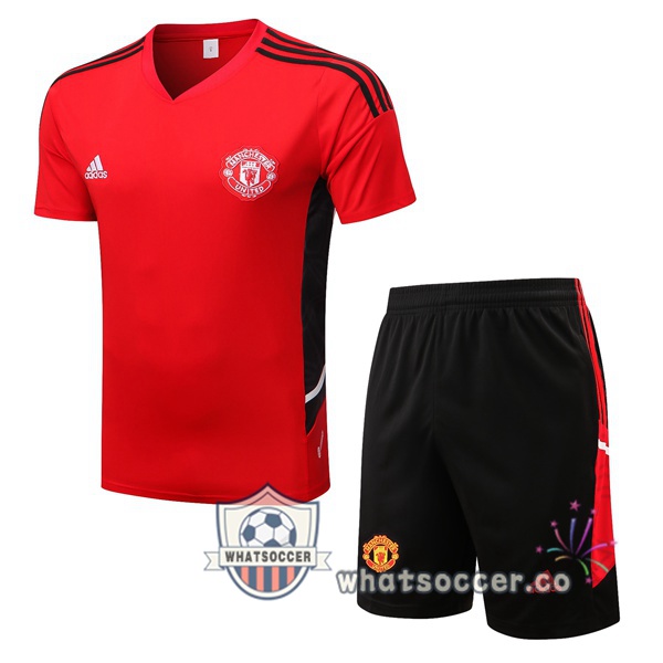 Manchester United Training T-Shirts + Shorts Red 2022-2023