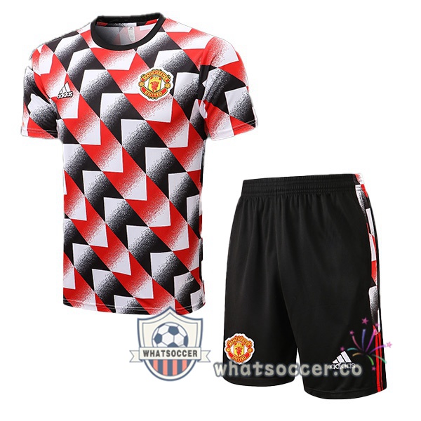 Manchester United Training T-Shirts + Shorts Red Black 2022-2023