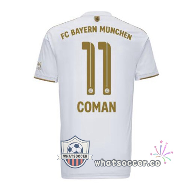 Bayern Munich (Coman 11) Away Soccer Jerseys White 2022-2023