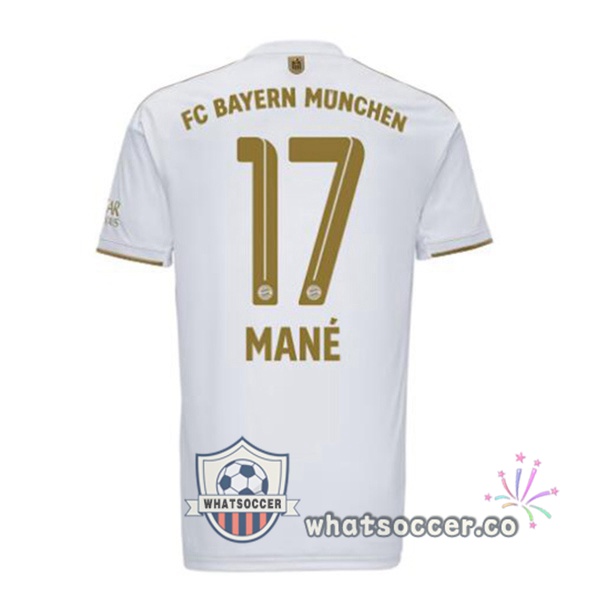 Bayern Munich (Mané 17) Away Soccer Jerseys White 2022-2023