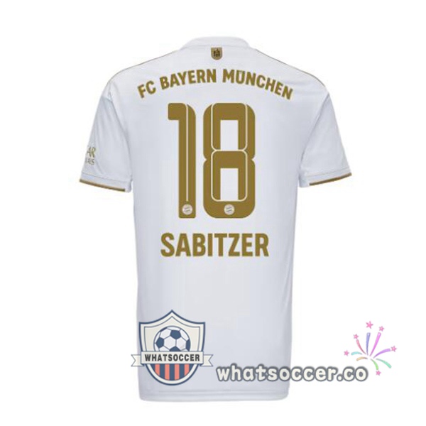 Bayern Munich (Sabitzer 18) Away Soccer Jerseys White 2022-2023