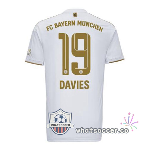 Bayern Munich (Davies 19) Away Soccer Jerseys White 2022-2023
