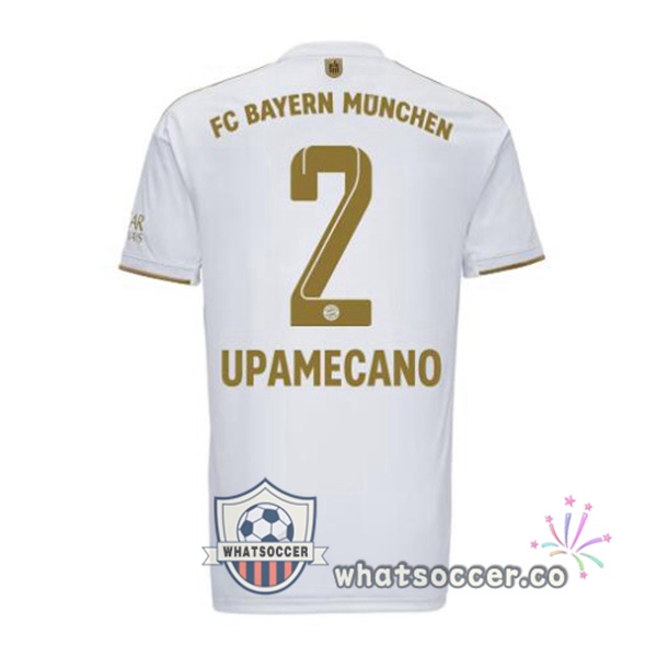 Bayern Munich (Upamecano 2) Away Soccer Jerseys White 2022-2023