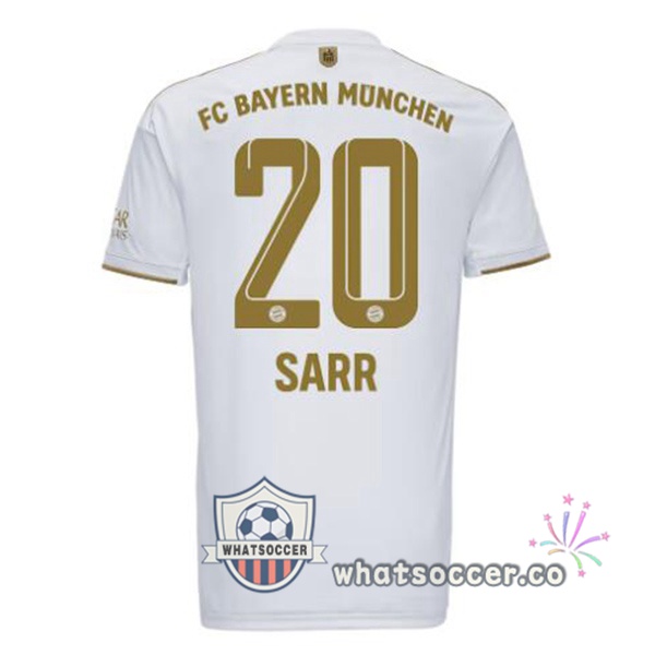 Bayern Munich (Sarr 20) Away Soccer Jerseys White 2022-2023