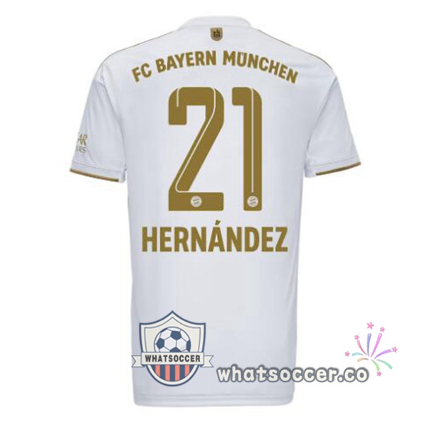 Bayern Munich (Hernández 21) Away Soccer Jerseys White 2022-2023
