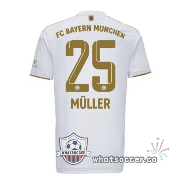 Bayern Munich (Müller 25) Away Soccer Jerseys White 2022-2023