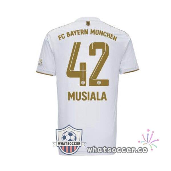Bayern Munich (Musiala 42) Away Soccer Jerseys White 2022-2023