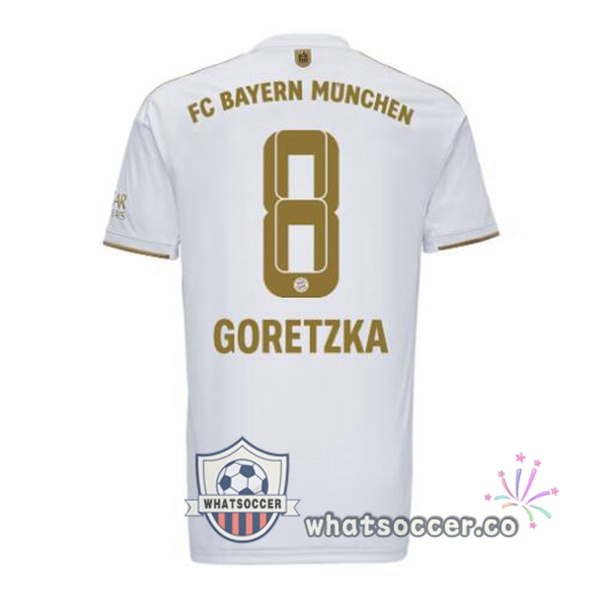 Bayern Munich (Goretzka 8) Away Soccer Jerseys White 2022-2023