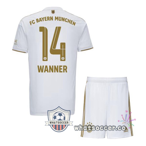 Bayern Munich (Wanner 14) Kids Away Soccer Jerseys White 2022-2023