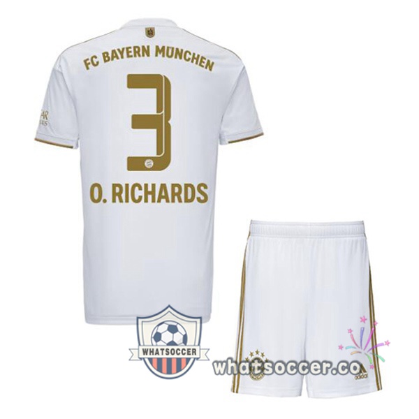 Bayern Munich (O. Richards 3) Kids Away Soccer Jerseys White 2022-2023
