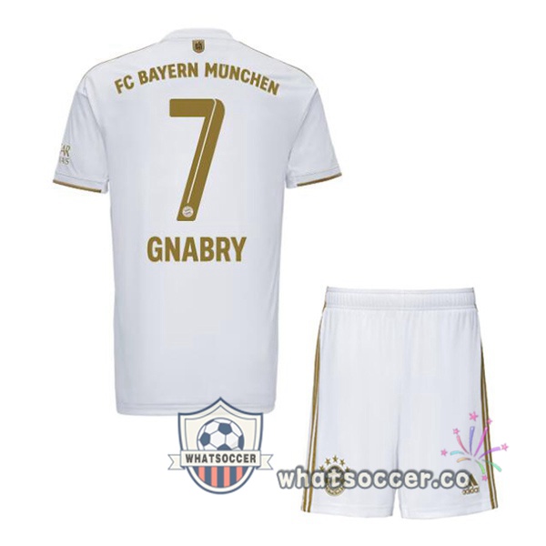 Bayern Munich (Gnabry 7) Kids Away Soccer Jerseys White 2022-2023