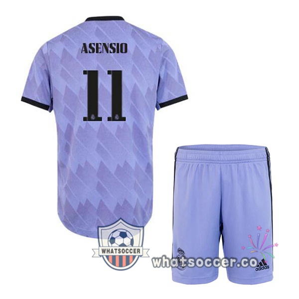 Real Madrid (Asensio 11) Kids Away Soccer Jerseys Purple 2022-2023
