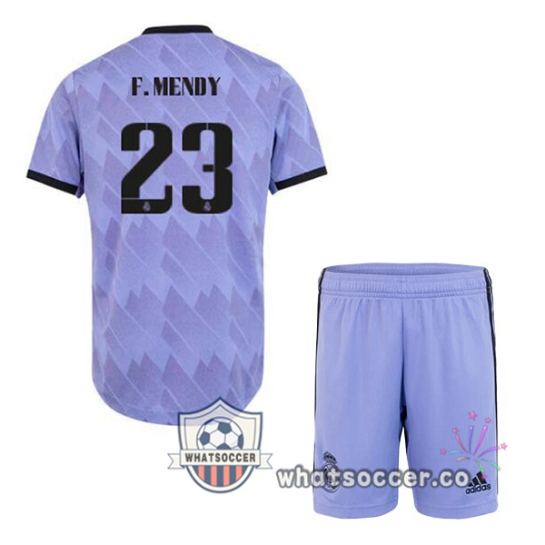 Real Madrid (F. Mendy 23) Kids Away Soccer Jerseys Purple 2022-2023
