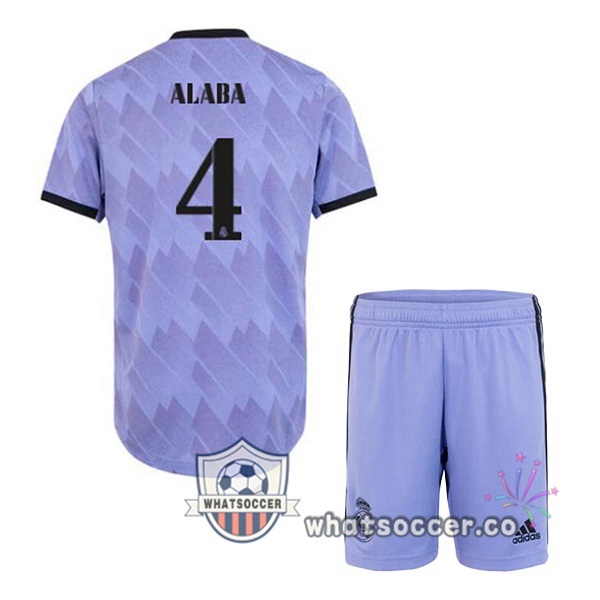 Real Madrid (Alaba 4) Kids Away Soccer Jerseys Purple 2022-2023