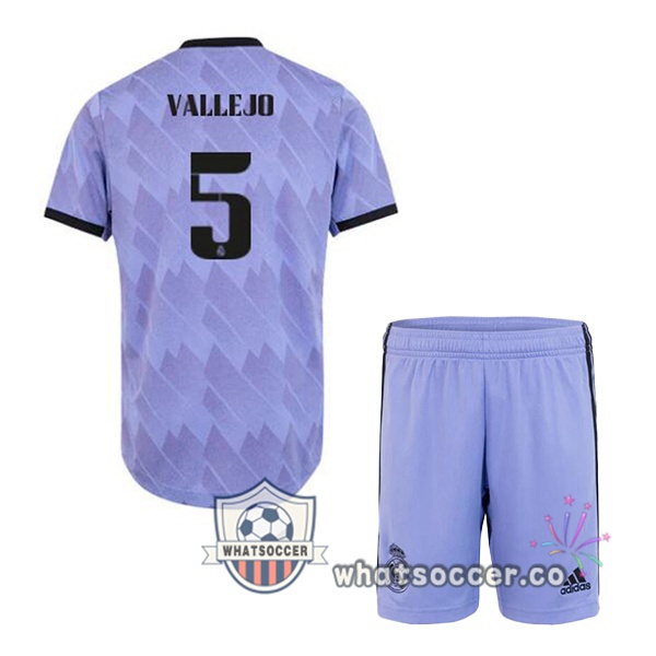 Real Madrid (Vallejo 5) Kids Away Soccer Jerseys Purple 2022-2023