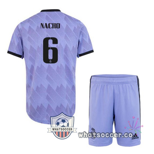 Real Madrid (Nacho 6) Kids Away Soccer Jerseys Purple 2022-2023