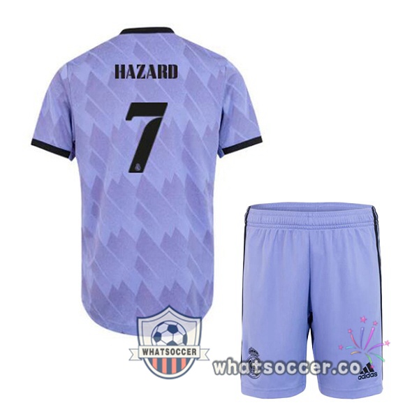 Real Madrid (Hazard 7) Kids Away Soccer Jerseys Purple 2022-2023