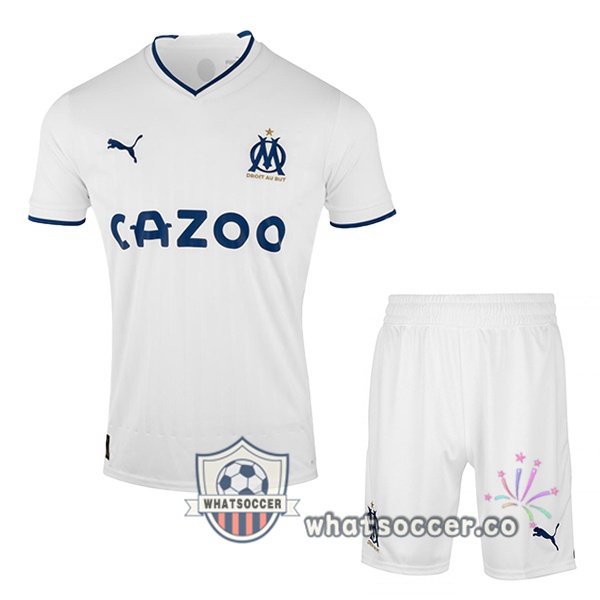 Olympique de Marseille Kids Home Soccer Jerseys White 2022-2023