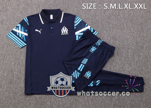 Training Polo Olympique de Marseille + Pants Blue Royal 2022-2023