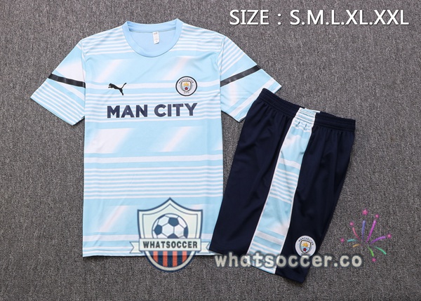 Manchester City Training T-Shirts + Shorts Blue 2022-2023