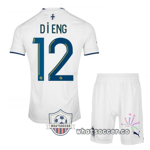 Olympique de Marseille (DIENG 12) Kids Home Soccer Jerseys White 2022-2023