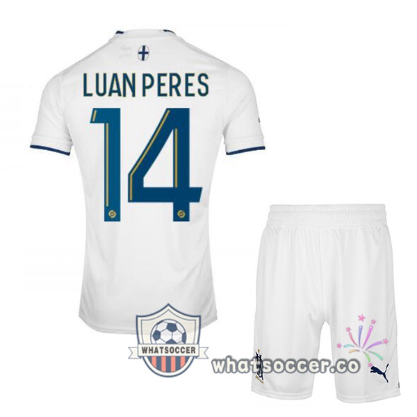 Olympique de Marseille (LUAN PERES 14) Kids Home Soccer Jerseys White 2022-2023