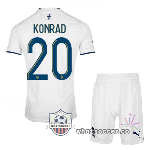 Olympique de Marseille (KONRAD 20) Kids Home Soccer Jerseys White 2022-2023