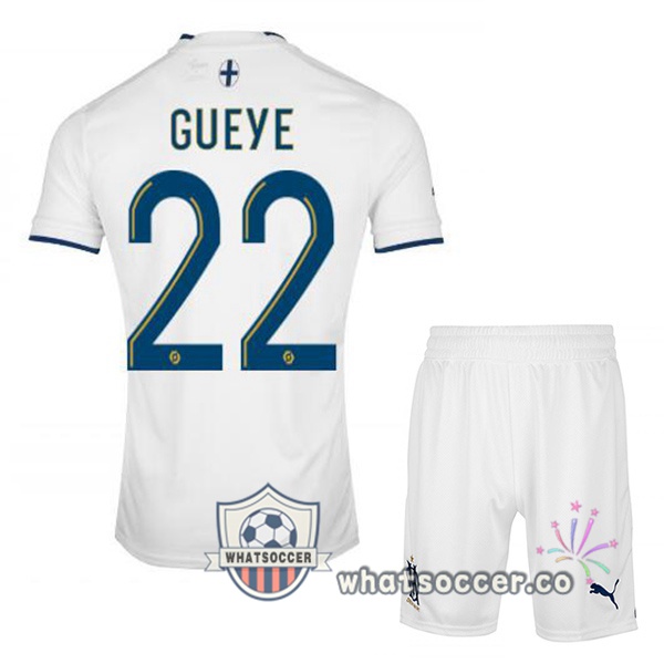 Olympique de Marseille (GUEYE 22) Kids Home Soccer Jerseys White 2022-2023