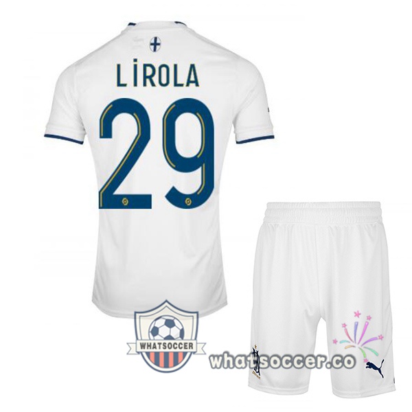 Olympique de Marseille (LIROLA 29) Kids Home Soccer Jerseys White 2022-2023