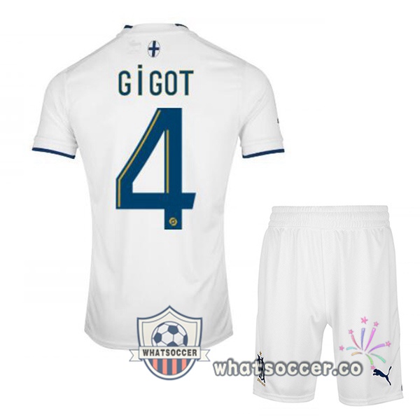 Olympique de Marseille (GIGOT 4) Kids Home Soccer Jerseys White 2022-2023