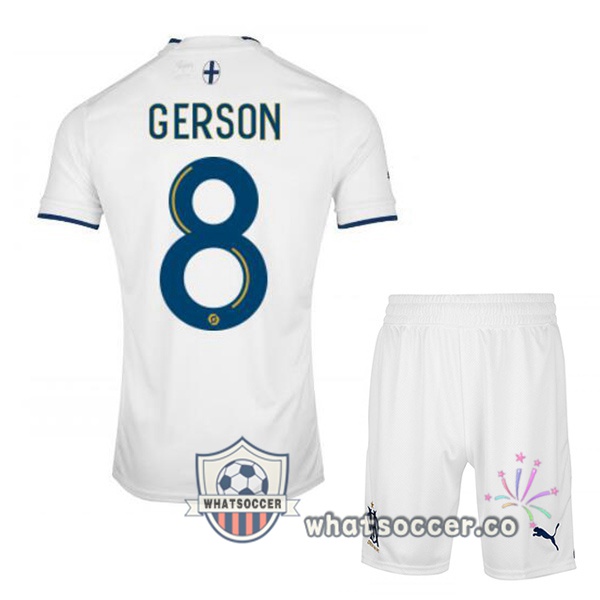 Olympique de Marseille (GERSON 8) Kids Home Soccer Jerseys White 2022-2023