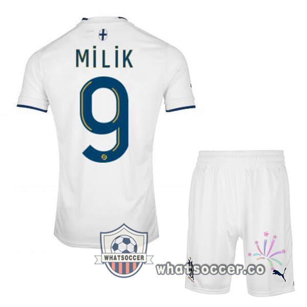 Olympique de Marseille (MILIK 9) Kids Home Soccer Jerseys White 2022-2023
