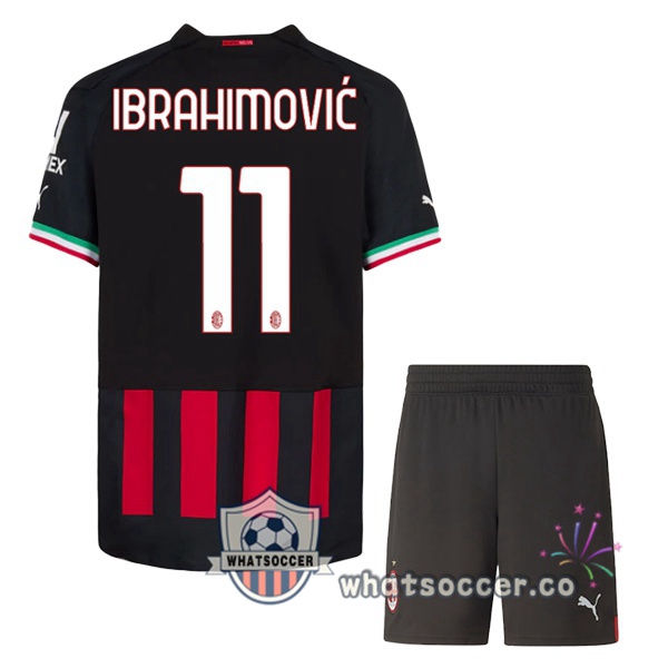 AC Milan (IBRAHIMOVIĆ 11) Kids Home Soccer Jerseys Red 2022-2023