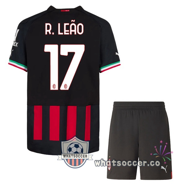 AC Milan (R. LEÃO 17) Kids Home Soccer Jerseys Red 2022-2023