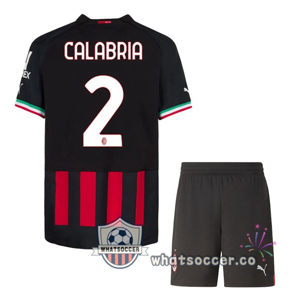 AC Milan (CALABRIA 2) Kids Home Soccer Jerseys Red 2022-2023