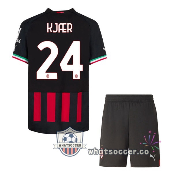 AC Milan (KJÆR 24) Kids Home Soccer Jerseys Red 2022-2023