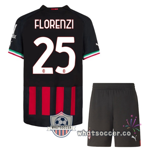 AC Milan (FLORENZI 25) Kids Home Soccer Jerseys Red 2022-2023
