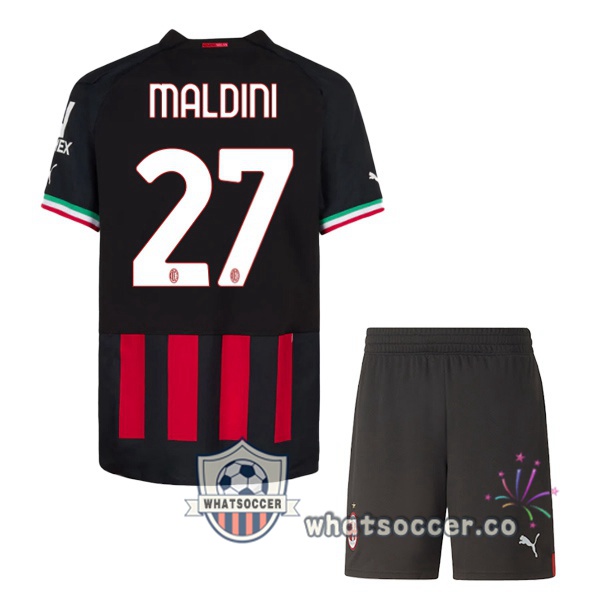 AC Milan (MALDINI 27) Kids Home Soccer Jerseys Red 2022-2023