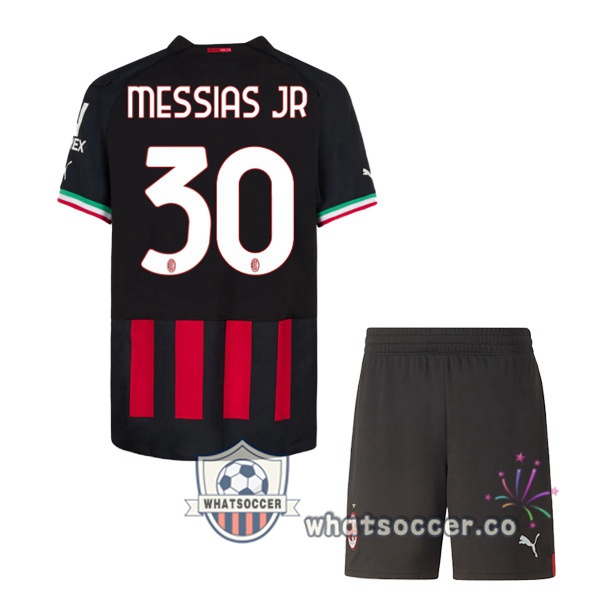 AC Milan (MESSIAS JR 30) Kids Home Soccer Jerseys Red 2022-2023