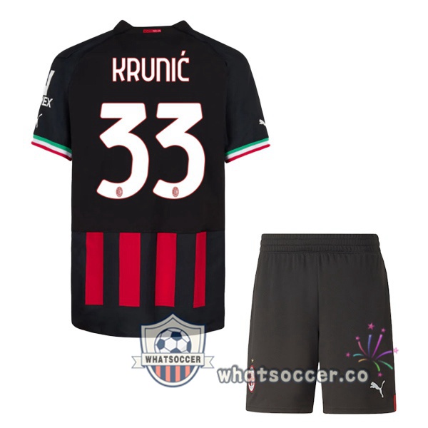 AC Milan (KRUNIĆ 33) Kids Home Soccer Jerseys Red 2022-2023