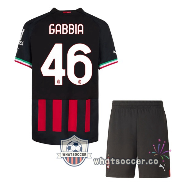 AC Milan (GABBIA 46) Kids Home Soccer Jerseys Red 2022-2023